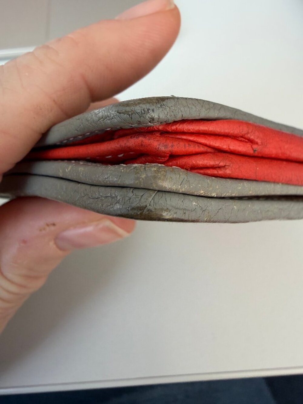 Balenciaga Bazaar Small Leather Wallet - Orange, White, Grey Beige Paper Leather - Picture 10 of 13